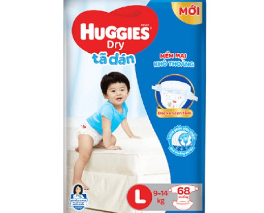 Tã Dán Huggies Dry size L 68 miếng (9-14kg)