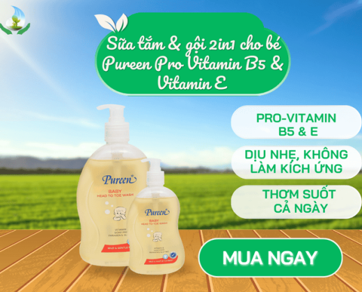 Sữa tắm gội toàn thân cho bé Pureen Pro-Vitamin B5 & vitamin E 