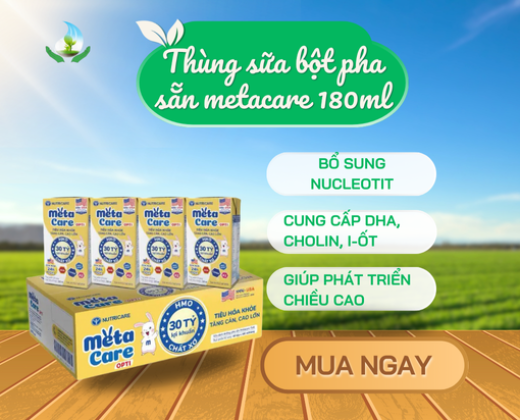 Thùng sữa bột pha sẵn metacer vàng 180 ml