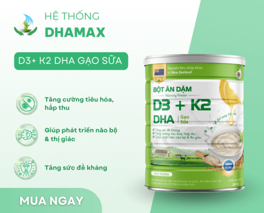 Bột Ăn Dặm D3+ k2 DHA gạo sữa 320g