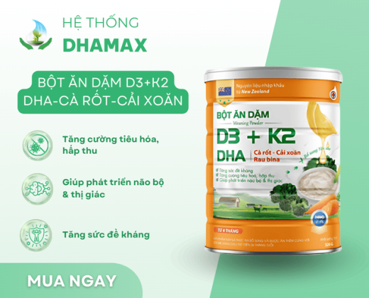 Bột Ăn Dặm D3+ k2 DHA cà rốt - cải xoăn 320g