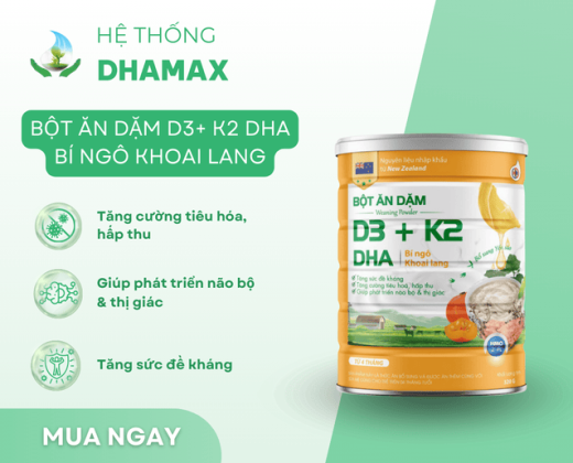 Bột Ăn Dặm D3+ k2 DHA bí ngô khoai lang 320g