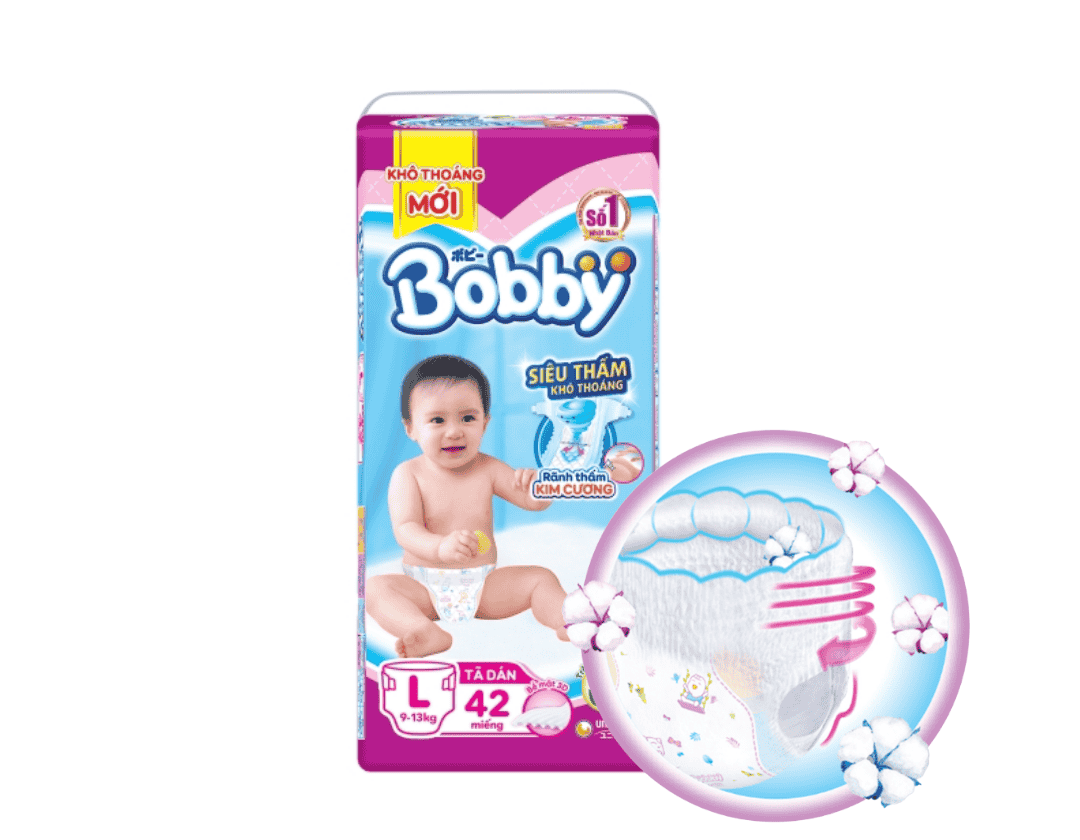 Tã dán Bobby size L 42 miếng