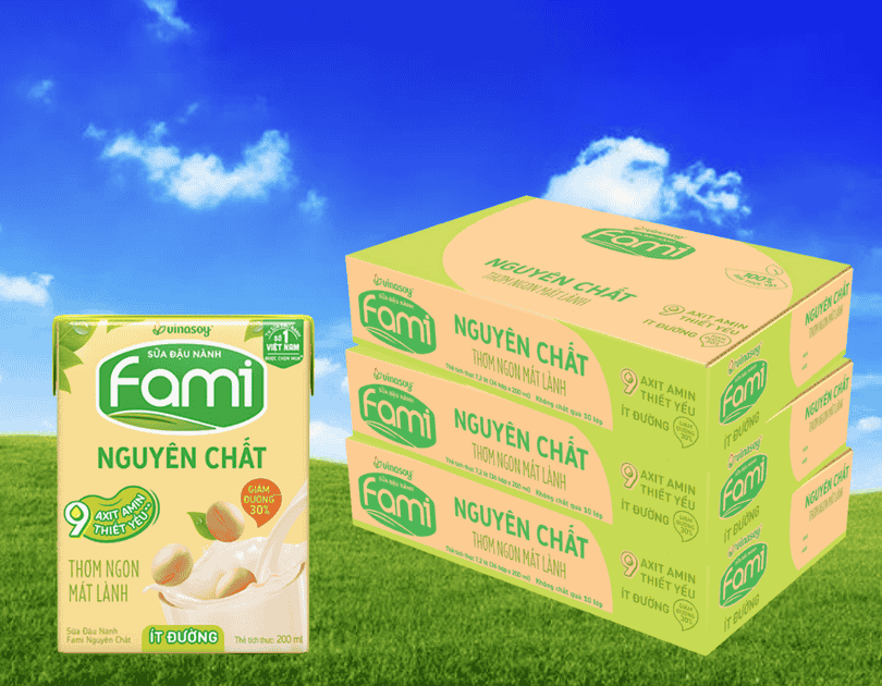 Sữa đậu nành nguyên chất Fami ít đường 200ml