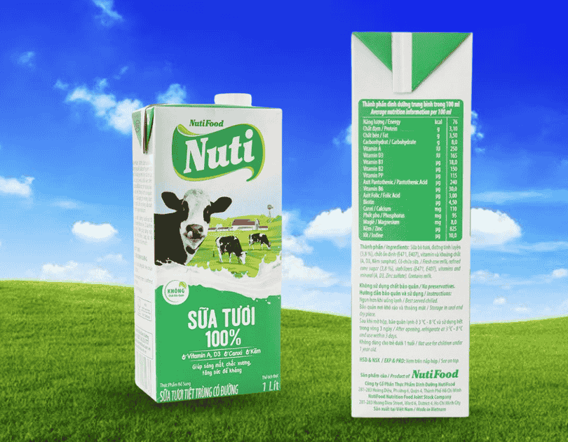 SỮA TƯƠI NUTIFOOD TIỆT TRÙNG CÓ ĐƯỜNG 1 LÍT