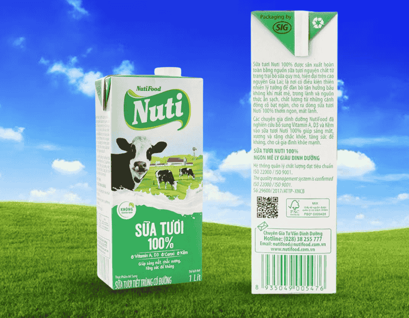 SỮA TƯƠI NUTIFOOD TIỆT TRÙNG CÓ ĐƯỜNG 1 LÍT
