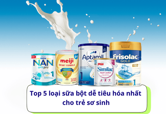 Top 5 loại sữa bột dễ tiêu hóa nhất cho trẻ sơ sinh 