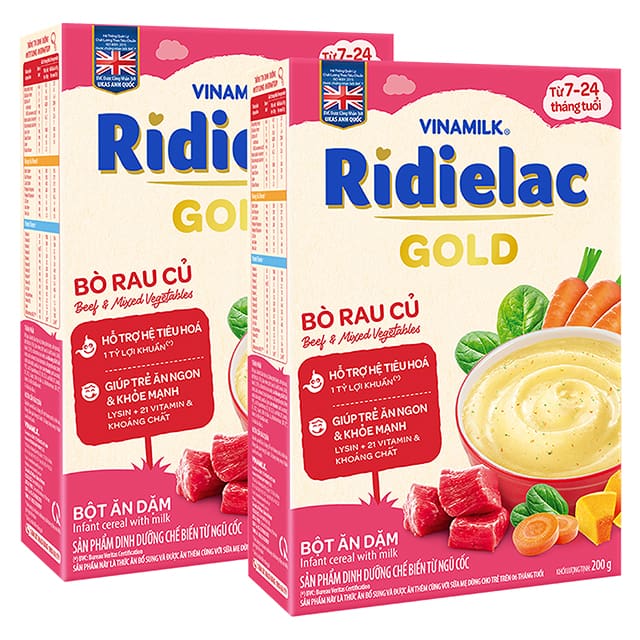 Bột ăn dặm Ridielac Gold Bò Rau Củ