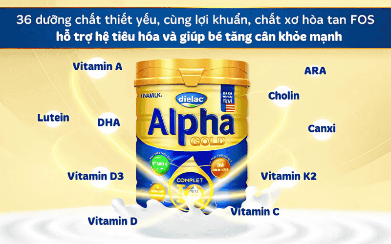 Sữa bột Dielac Alpha Gold 1 800g (cho trẻ từ 0 - 6 tháng tuổi)