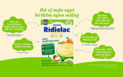 Bột Ăn Dặm Ridielac Gold vị Lươn, Cà Rốt Đậu Xanh