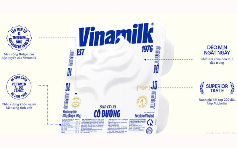 Sữa chua vinamilk có đường
