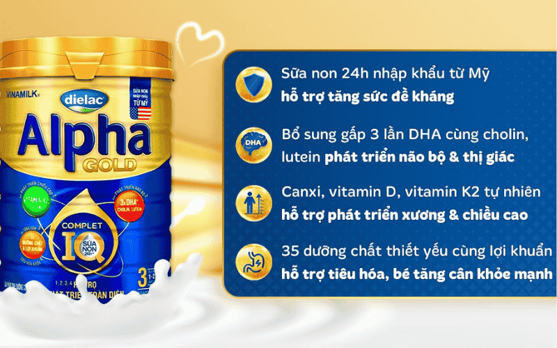  Sữa bột Dielac Alpha Gold 3 850g (cho trẻ từ 1-2 tuổi)