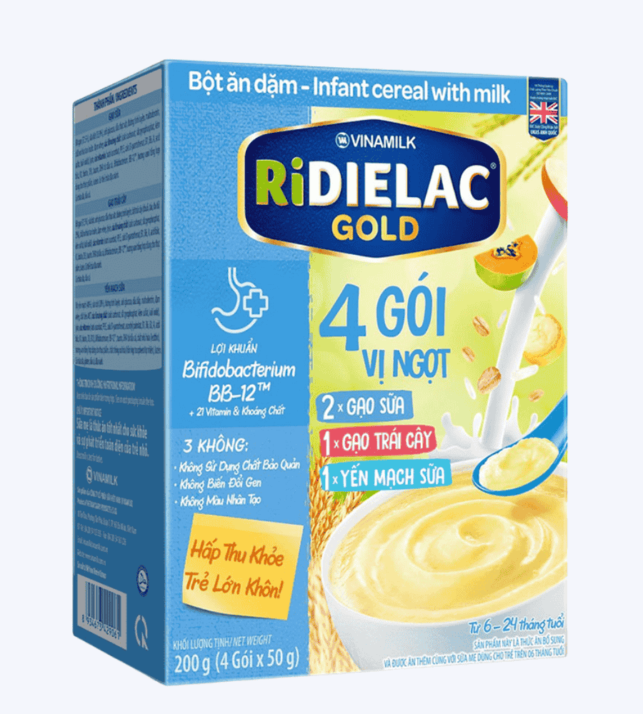 Bột Ăn Dặm Ridielac Gold 4 gói vị ngọt