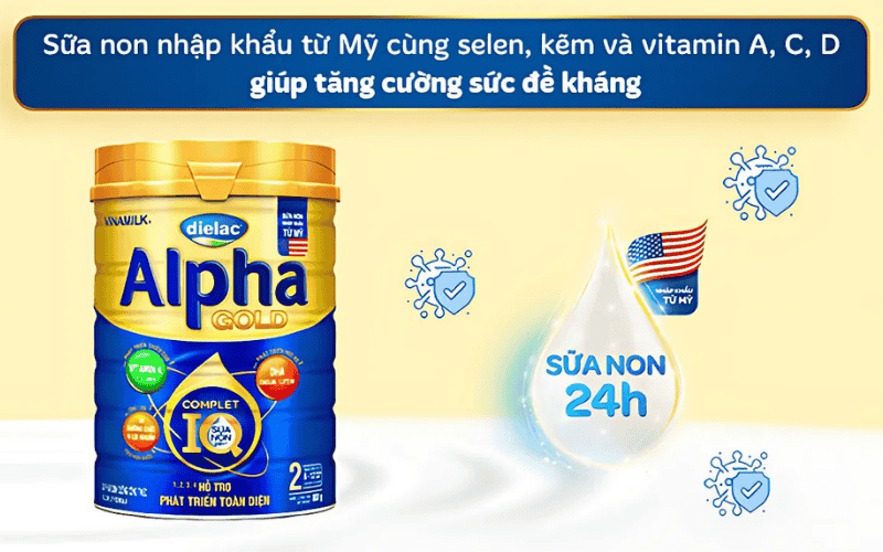 Sữa bột Dielac Alpha Gold 2 800g (cho trẻ từ 6 - 12 tháng tuổi)