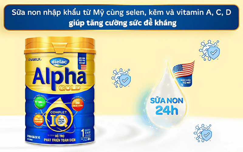 Sữa bột Dielac Alpha Gold 1 800g (cho trẻ từ 0 - 6 tháng tuổi)