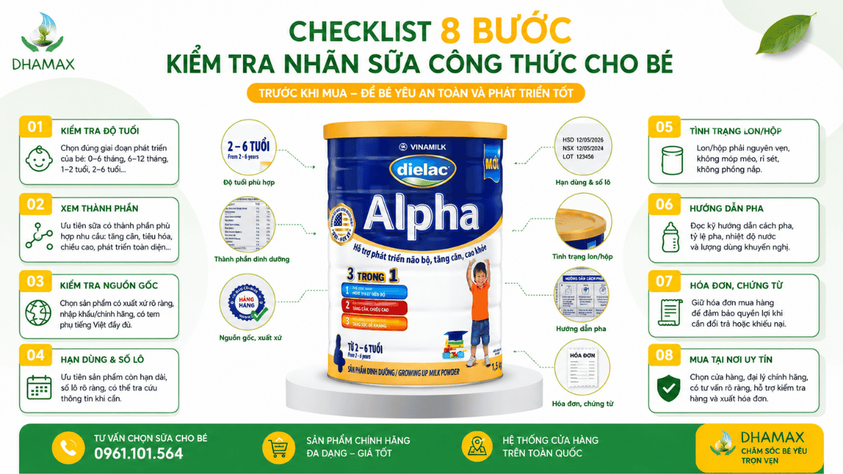 Checklist đọc nhãn sữa công thức cho bé trước khi mua