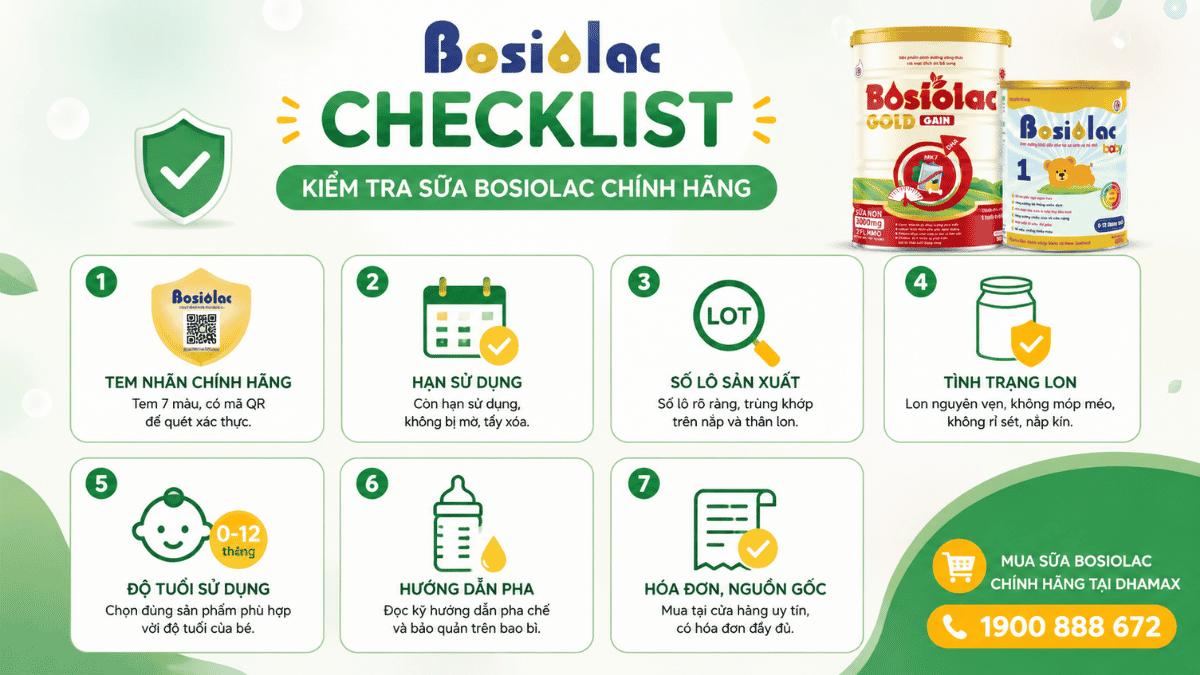 Checklist kiểm tra sữa Bosiolac chính hãng trước khi mua