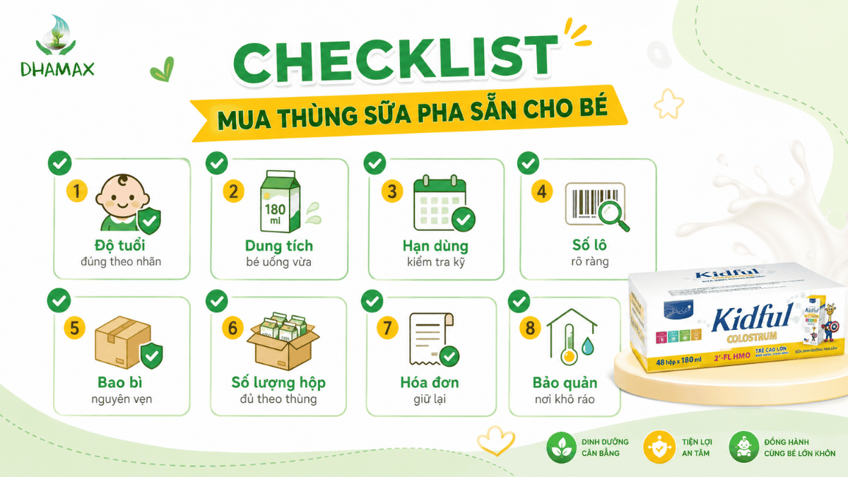Checklist kiểm tra thùng sữa Kidful trước khi mua tại Bình Dương