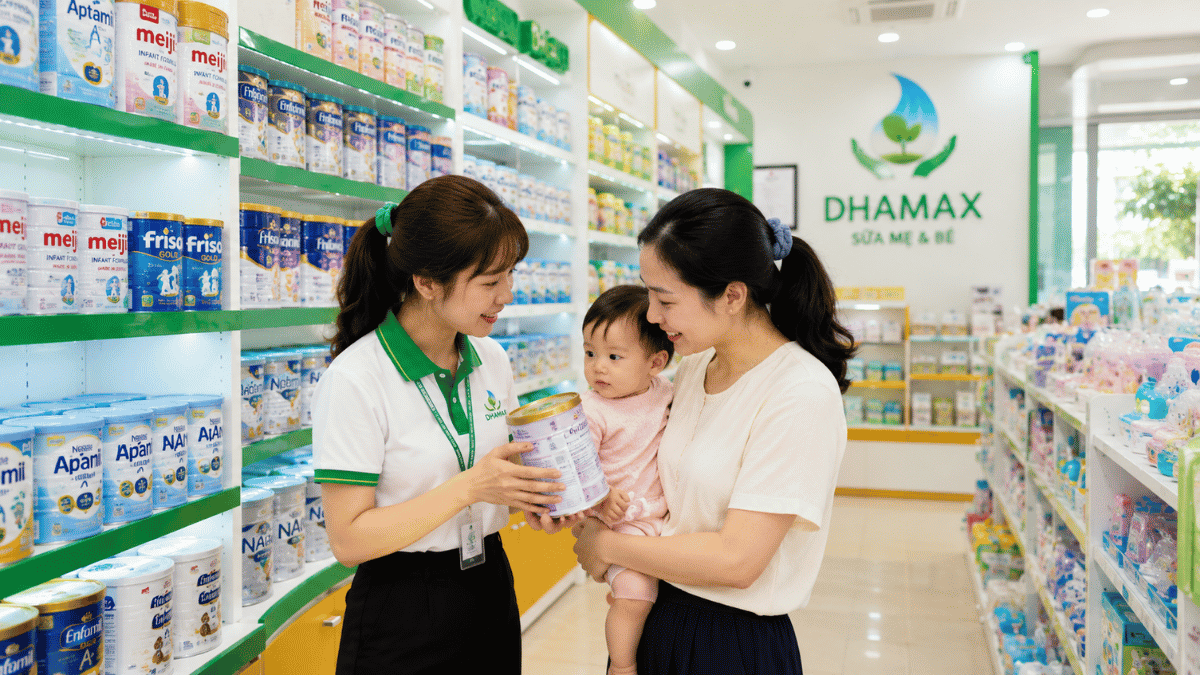 Ba mẹ tìm hiểu có nên đổi sữa cho bé thường xuyên tại DHAMAX