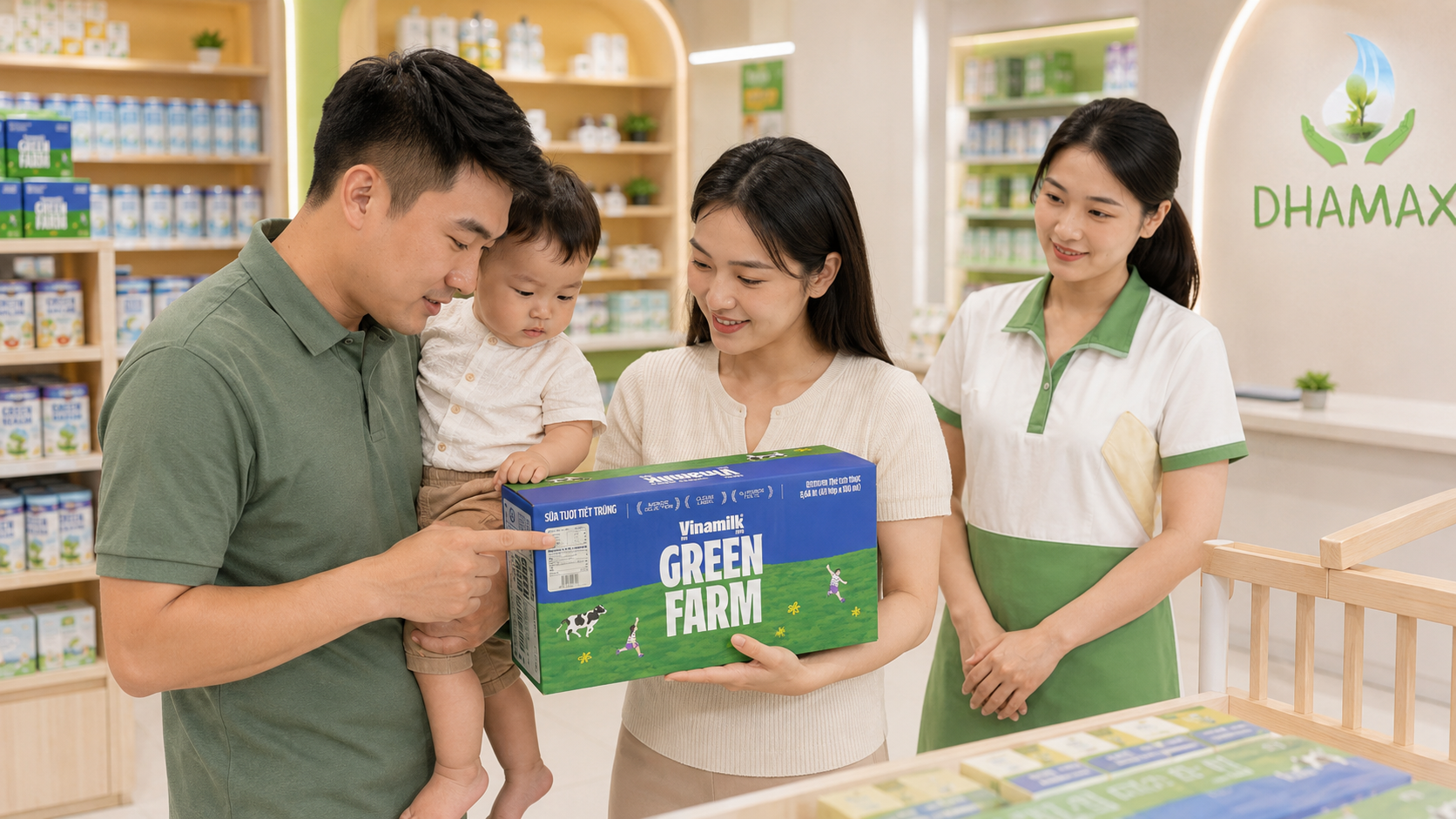 Khách hàng mua sữa tươi theo thùng tại DHAMAX Bình Dương