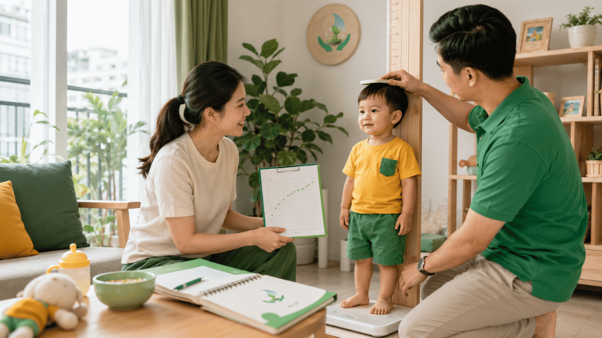 Ba mẹ kiểm tra biểu đồ tăng trưởng khi bé không tăng cân