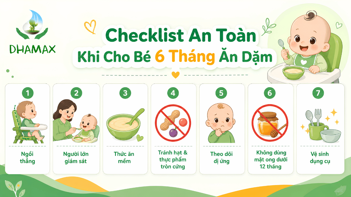 Checklist an toàn khi cho bé 6 tháng ăn dặm