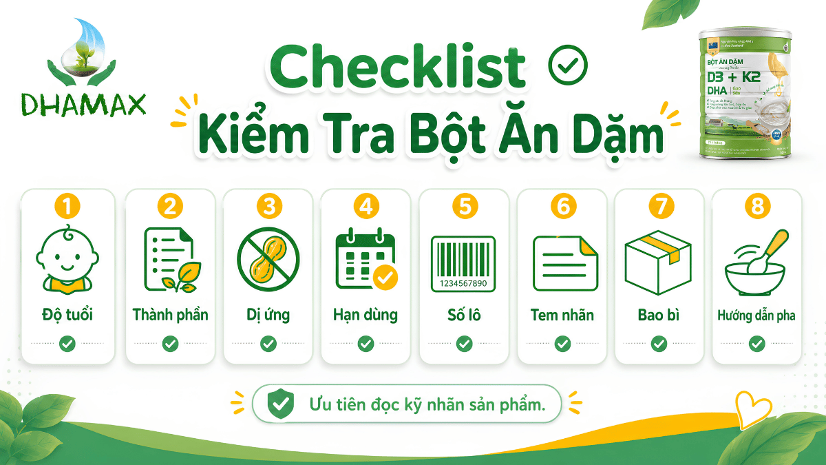 Checklist kiểm tra bột ăn dặm trước khi mua cho bé