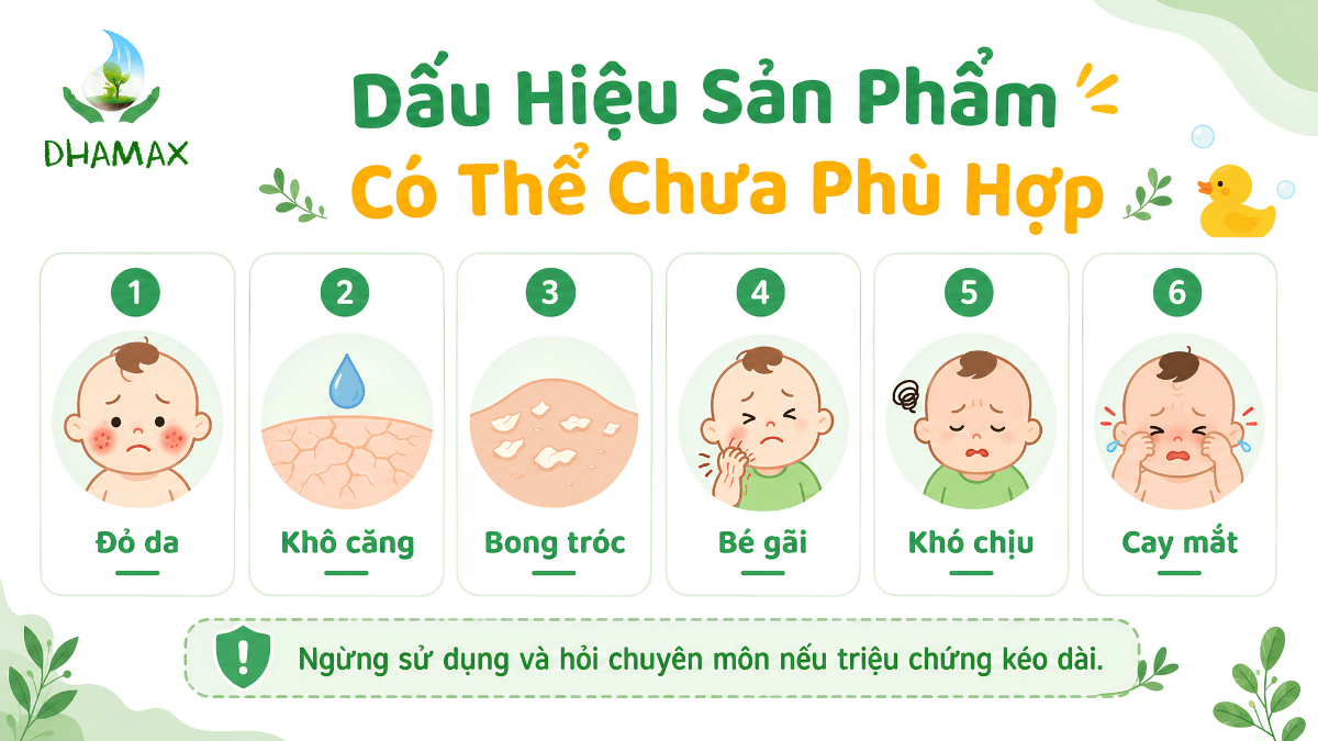 Dấu hiệu sữa tắm gội có thể chưa phù hợp với làn da của bé