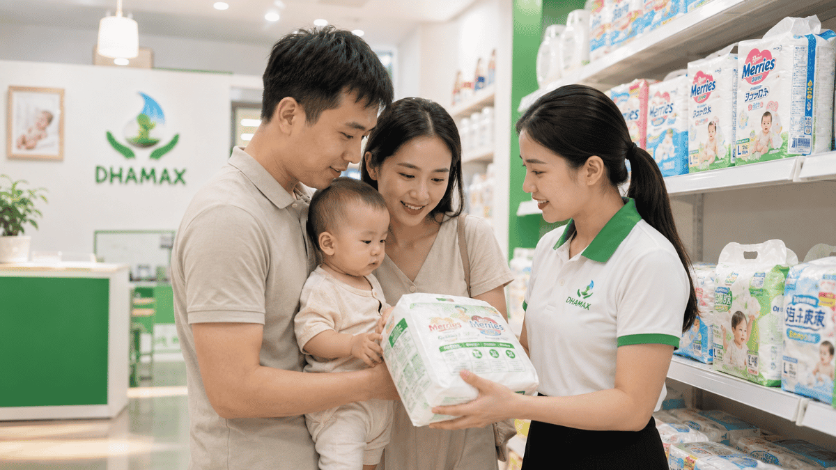 Phụ huynh chọn mua tã bỉm cho bé tại Bình Dương