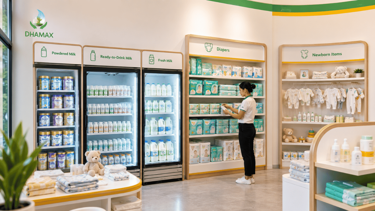 Các nhóm sữa bột sữa pha sẵn tã bỉm và đồ sơ sinh tại DHAMAX