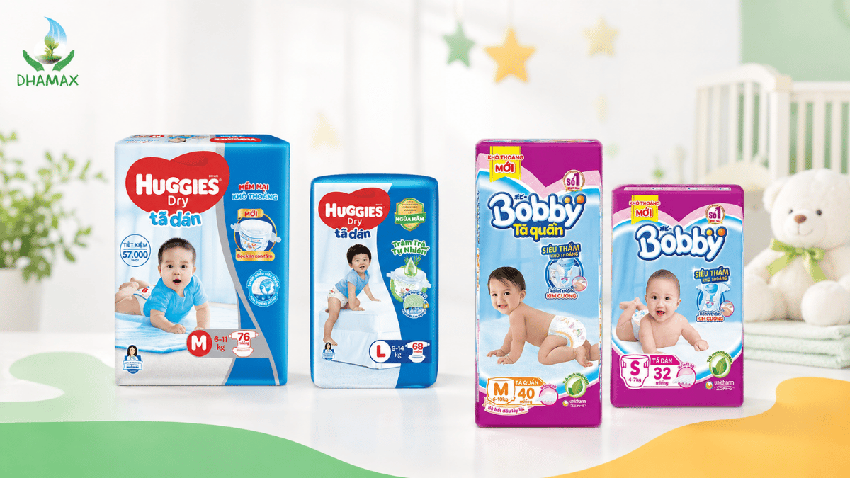 So sánh size tã Huggies Bobby Mijuku tại DHAMAX
