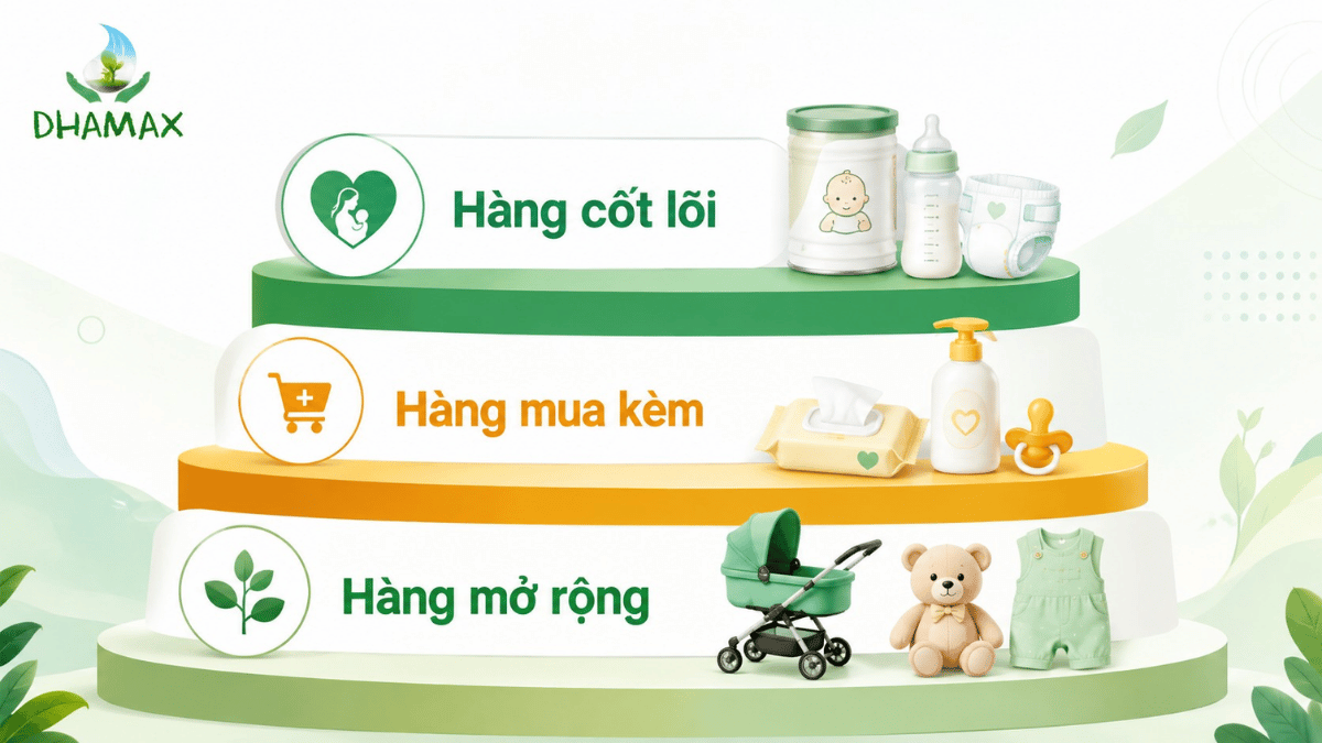 Phân nhóm hàng cốt lõi và hàng mua kèm cho cửa hàng mẹ và bé