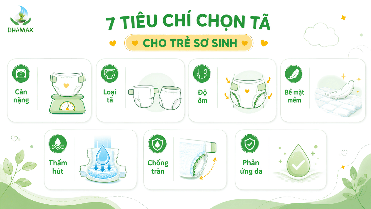 7 tiêu chí chọn tã bỉm cho trẻ sơ sinh