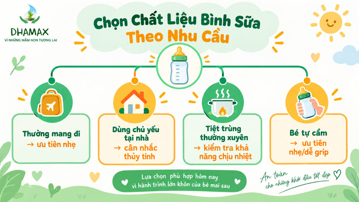 Cách chọn chất liệu bình sữa cho bé