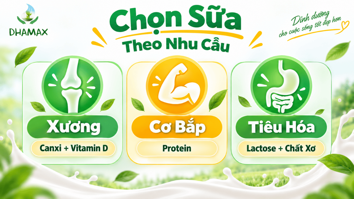 Cách chọn sữa theo xương cơ và tiêu hóa ở người trên 50 tuổi