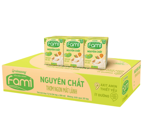 Sữa đậu nành nguyên chất Fami ít đường 200ml