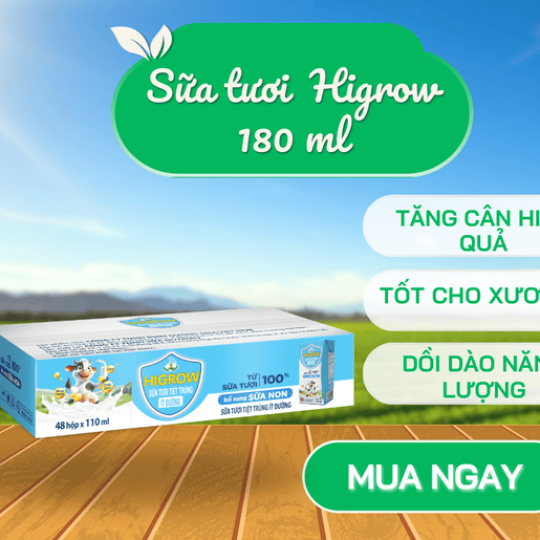Thùng sữa tươi Higrow 180 ml