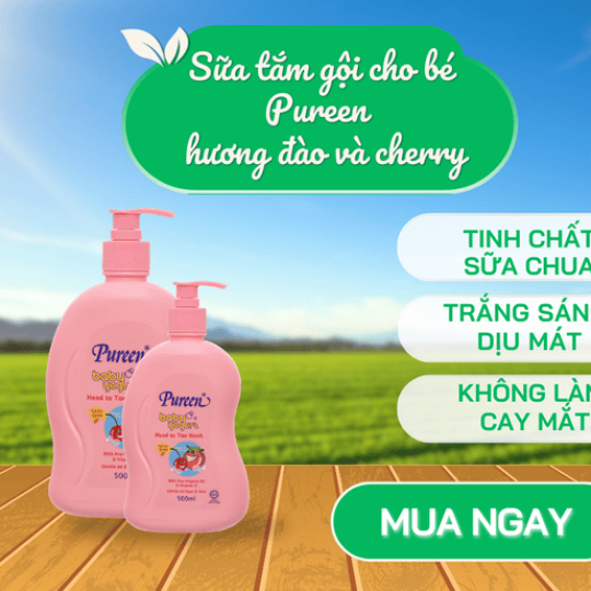Sữa tắm gội toàn thân cho bé Pureen  (hương Đào và Cherry)