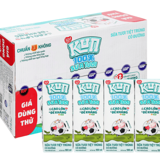 Sữa tươi Kun trắng có đường 180ml