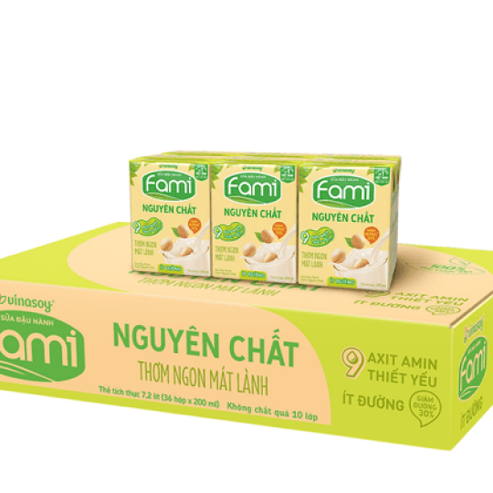 Sữa đậu nành nguyên chất Fami ít đường 200ml