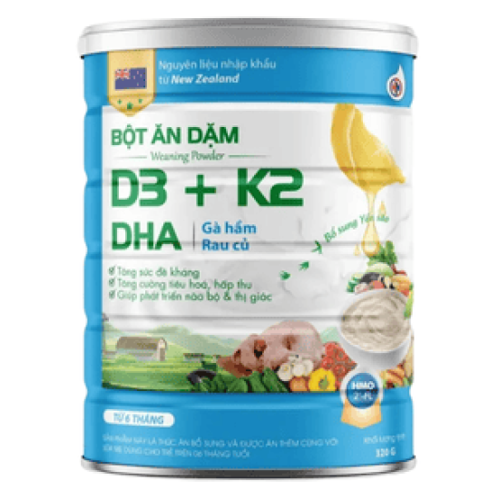 Bột ăn dặm D3+ k2 DHA gà hầm rau củ 320g