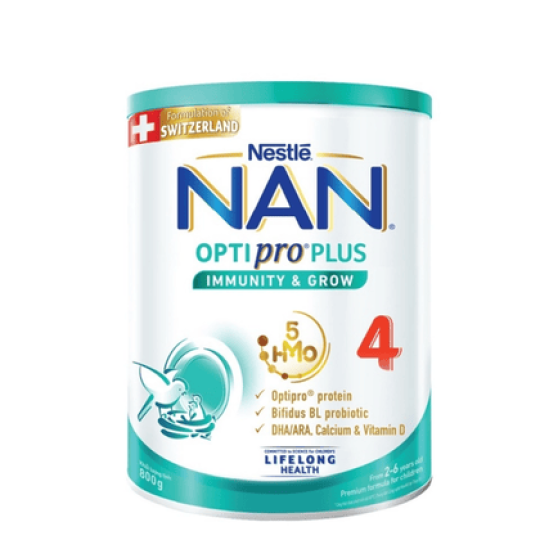 Sữa Nan Optipro Plus số 4 5HMO 800g cho bé 2-6 tuổi.