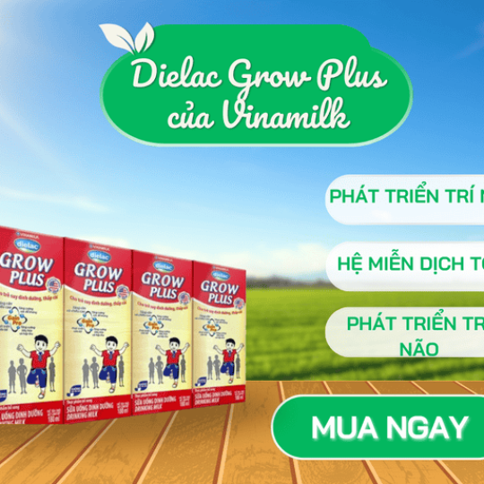 Sữa bột pha sẵn Dielac Grow Plus của Vinamilk ( 180ml)- lốc 4 hộp