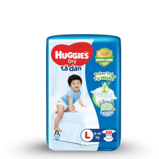 Tã Dán Huggies Dry size L 68 miếng (9-14kg)