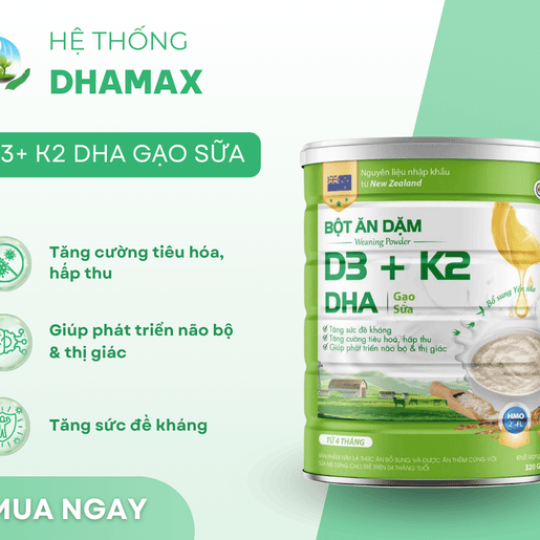 Bột Ăn Dặm D3+ k2 DHA gạo sữa 320g